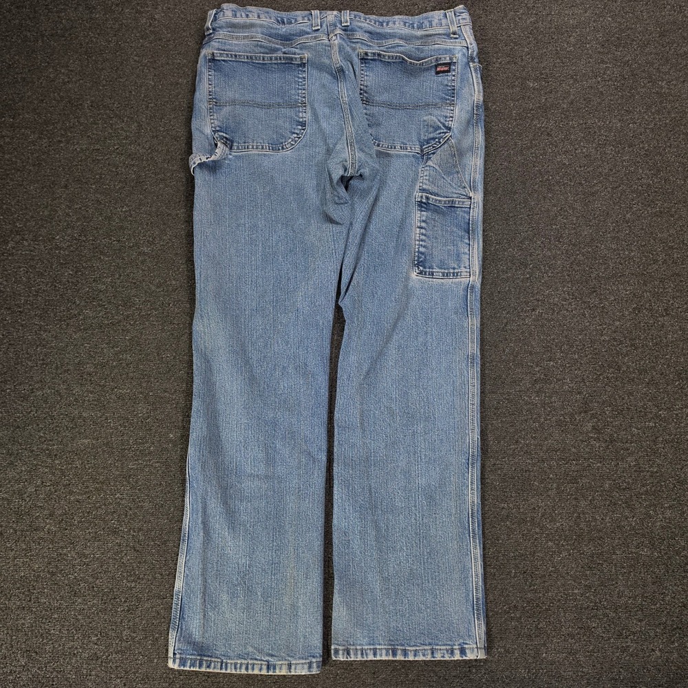 Dickies Carpenter Jeans Mens‎ 38x34 Light Blue Denim Stretch Utility Work Wear